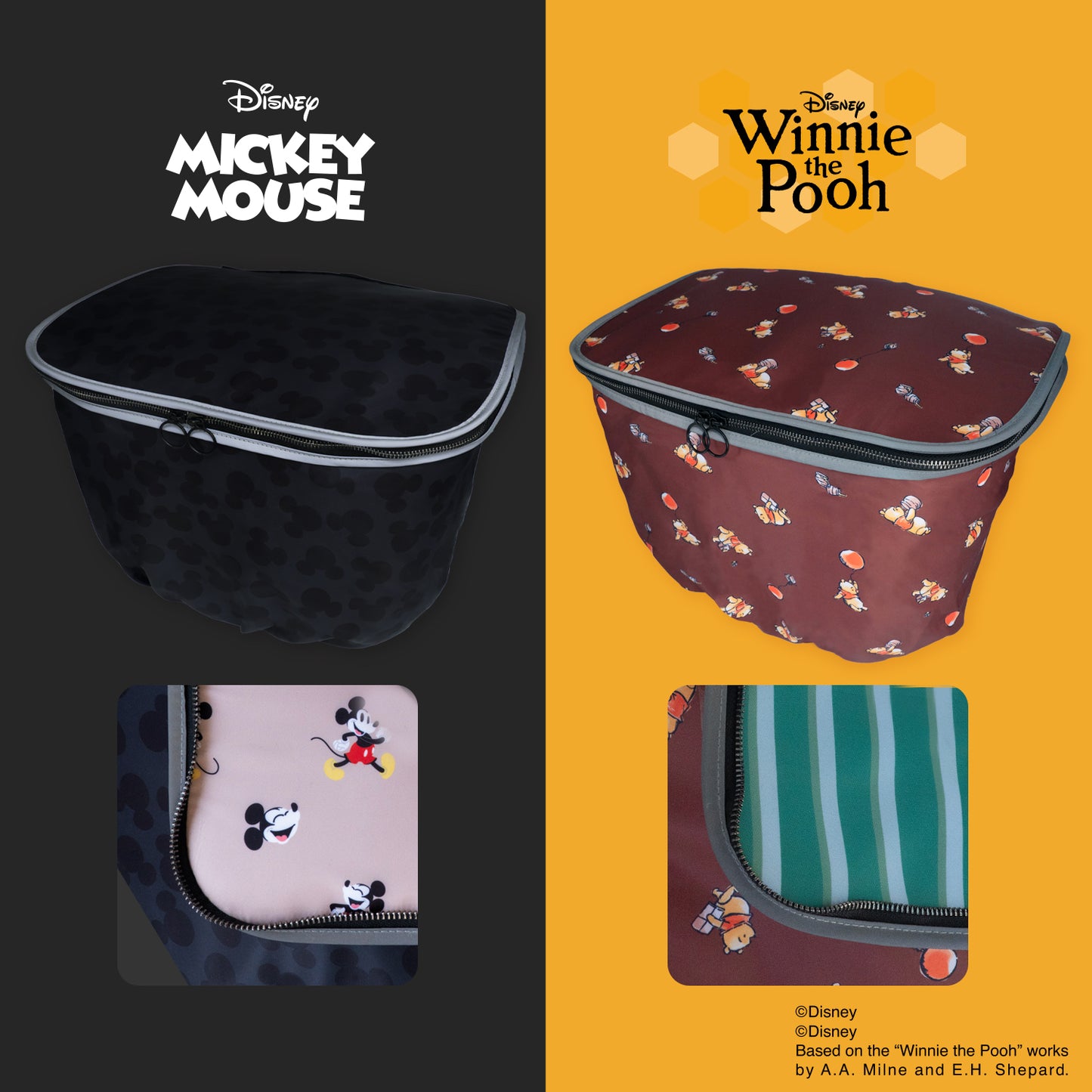 【4月中旬予約受付中】[PIG] Disney ディズニー デザイン 自転車用 バスケットカバー ミッキーマウス くまのプーさん 前用レギュラーサイズ