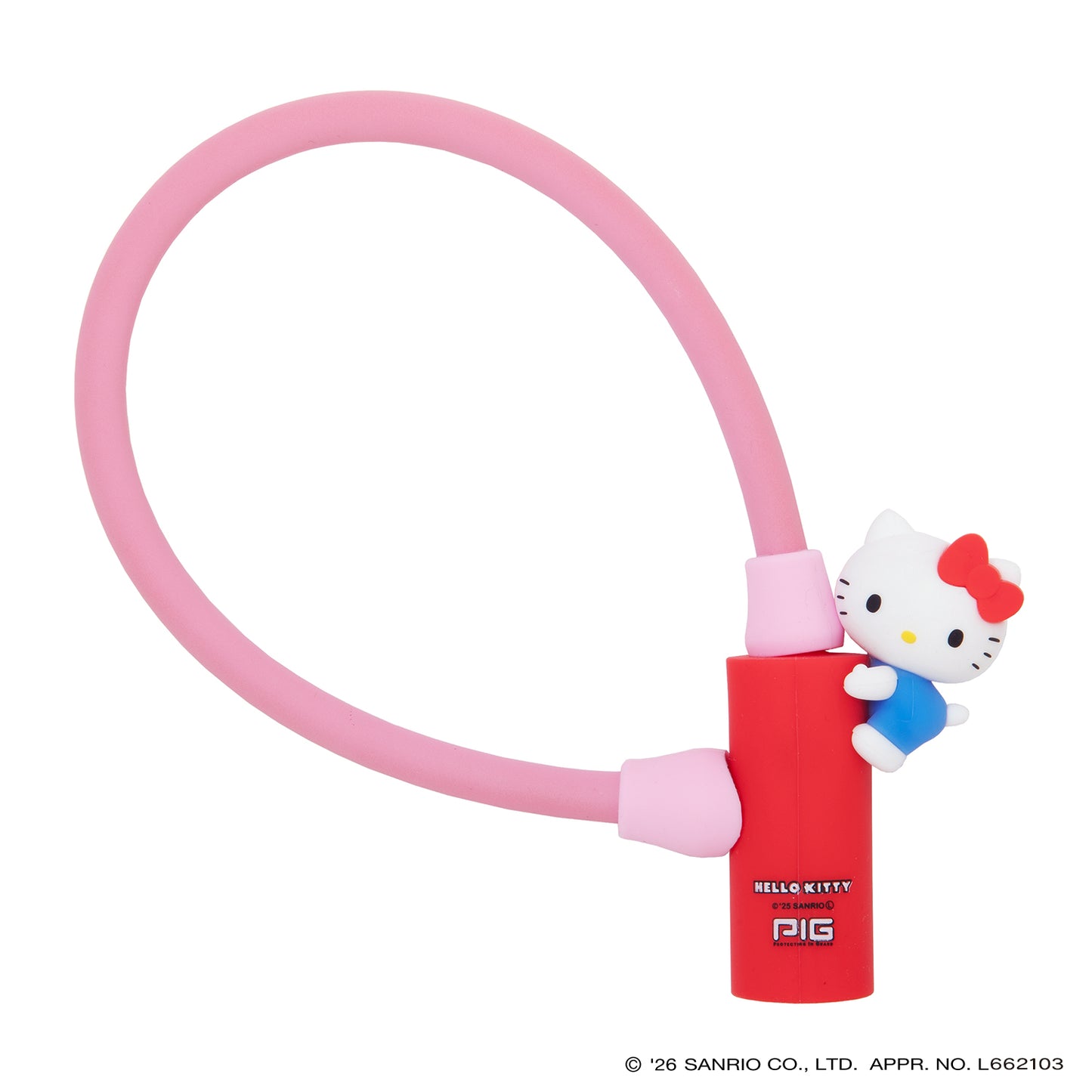 サンリオ ワイヤーロック| Sanrio WIRE LOCK（ハローキティのマスコット付）600mm/300mm [PIG]