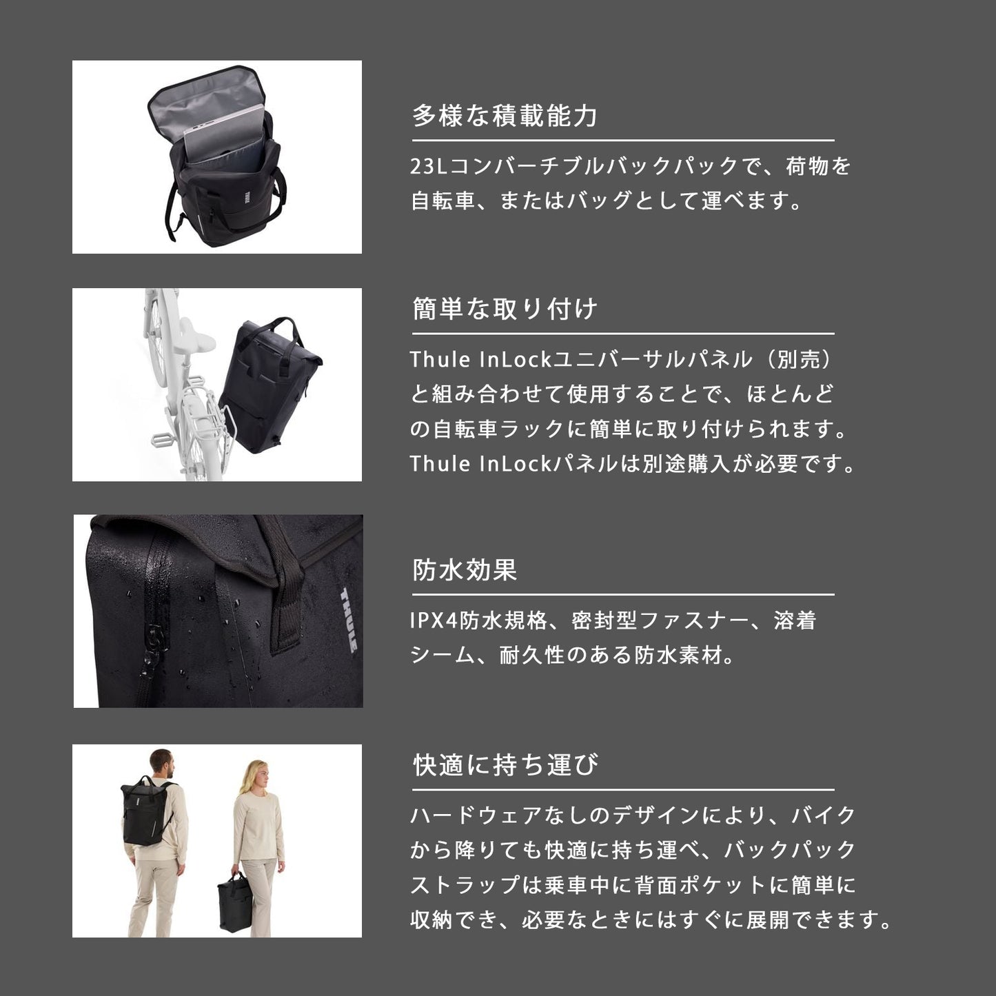 Thule Shield Backpack InLock対応バックパック型バイクパニア 23L